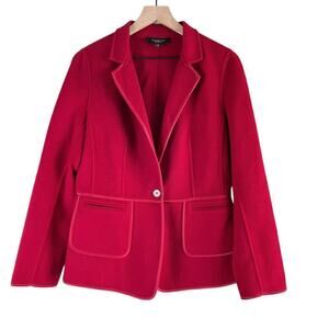 Talbots The‎ Grace Fit Wool Blazer Jacket One Button Front in Red, Size 10